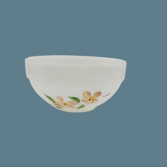 Anchor Hocking Fire King Gay Fad Peach Blossom Milk Glass 6" Mixing Bowl Vintage - Picture 4 of 6